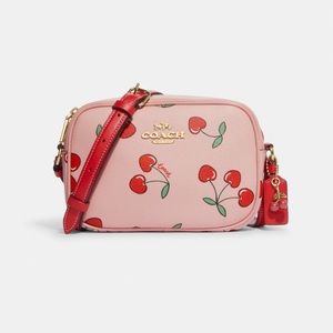 NWT Coach Mini Jamie Camera Bag With Heart Cherry Print